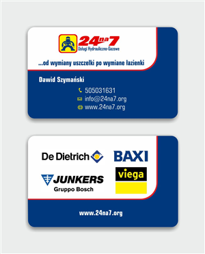 Business Card Design by IneseRo for 24na7 Uslugi Hydrauliczno-Gazowe | Design #5750367
