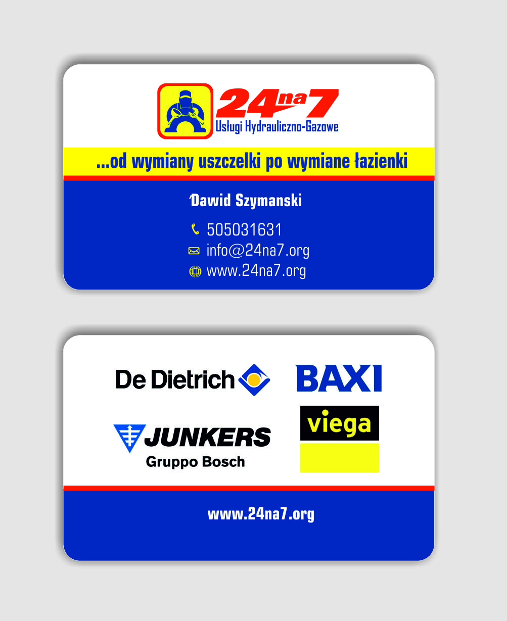 Business Card Design by IneseRo for 24na7 Uslugi Hydrauliczno-Gazowe | Design #5750373