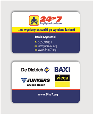 Visitenkarten-Design von IneseRo für 24na7 Uslugi Hydrauliczno-Gazowe | Design: #5750373