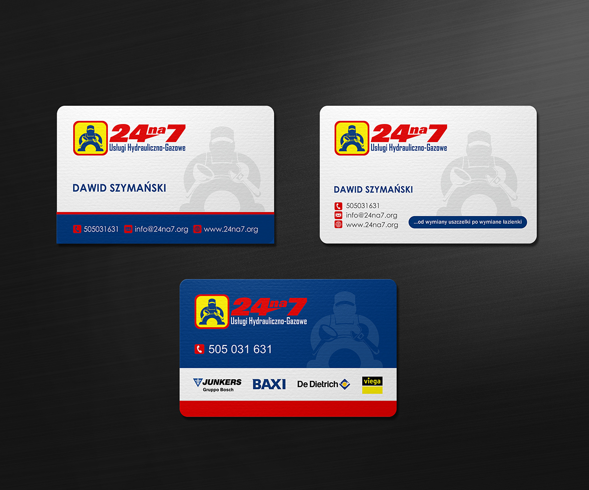 Business Card Design by logodentity for 24na7 Uslugi Hydrauliczno-Gazowe | Design #5814741
