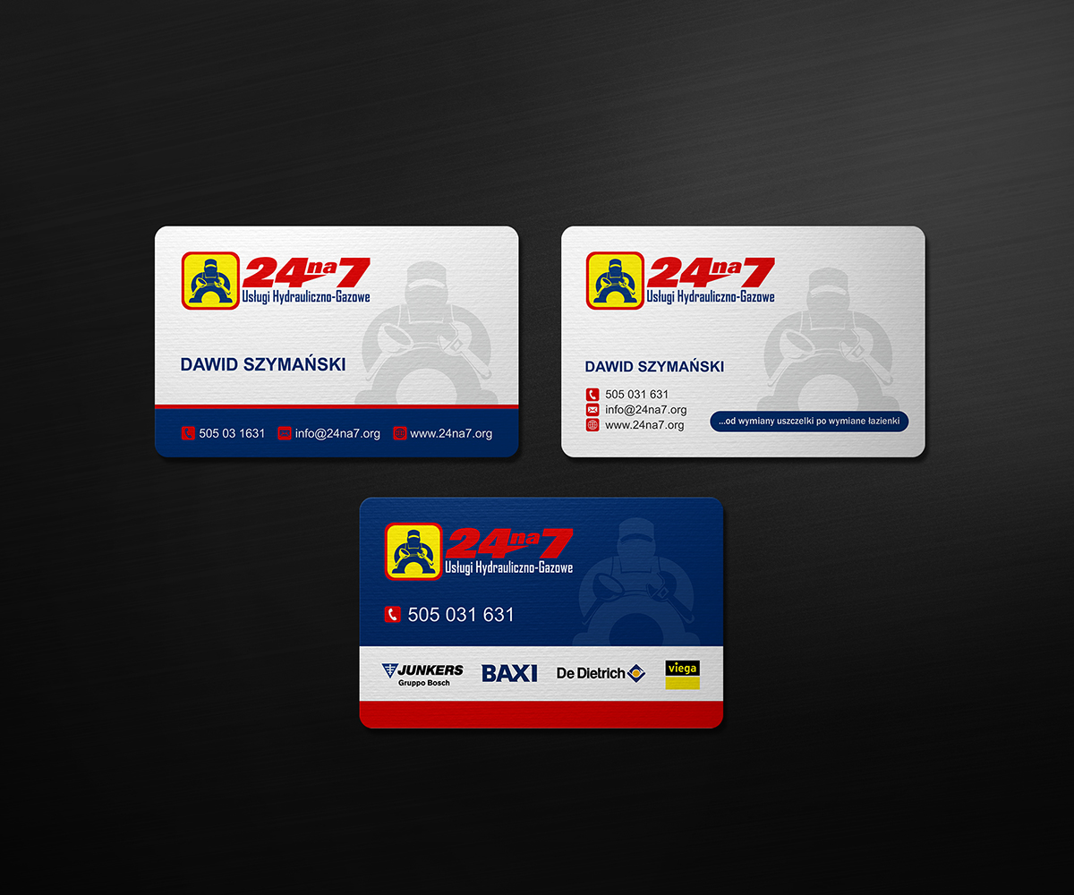 Business Card Design by logodentity for 24na7 Uslugi Hydrauliczno-Gazowe | Design #5815145