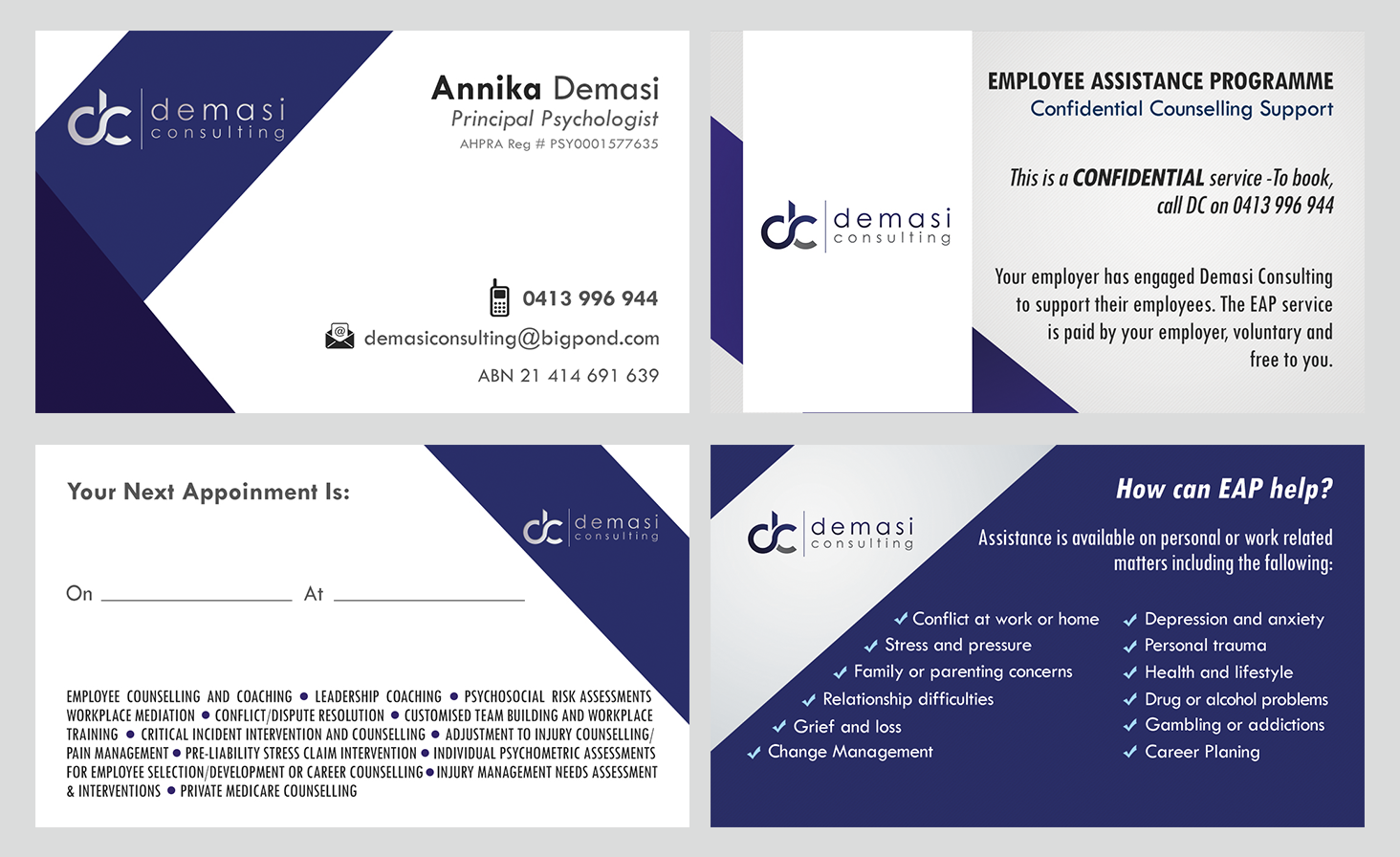 Business Card Design by Ana White for Demasi Consulting | Design #5787949