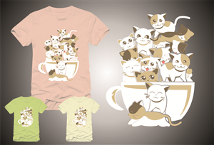 Cat Lovers T-shirt - Cup of cats