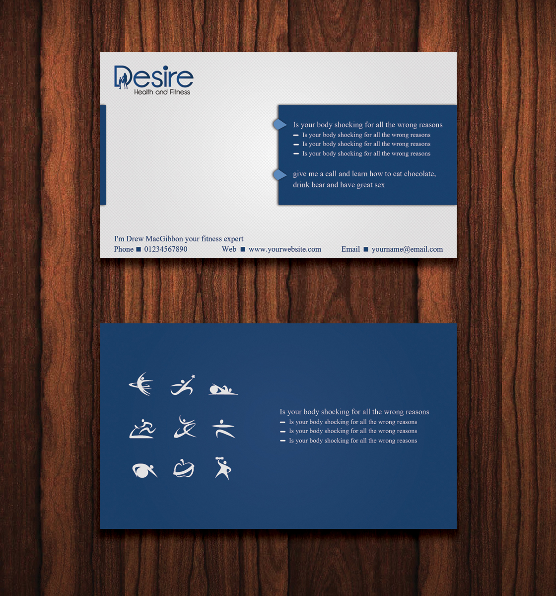Diseño de Tarjeta de Presentación por TS Designs para Desire Health And Fitness | Diseño #1728805