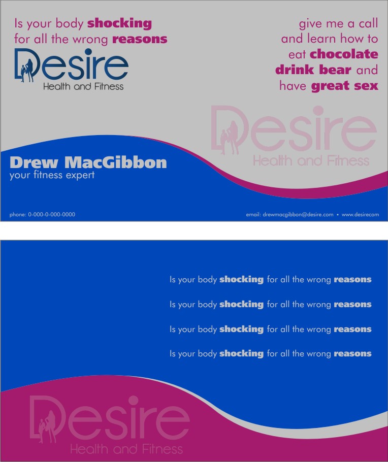 Diseño de Tarjeta de Presentación por NeonDrawGraphics para Desire Health And Fitness | Diseño #1773795