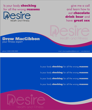 Business Card Design by NeonDrawGraphics for Desire Health And Fitness | Design: #1773795