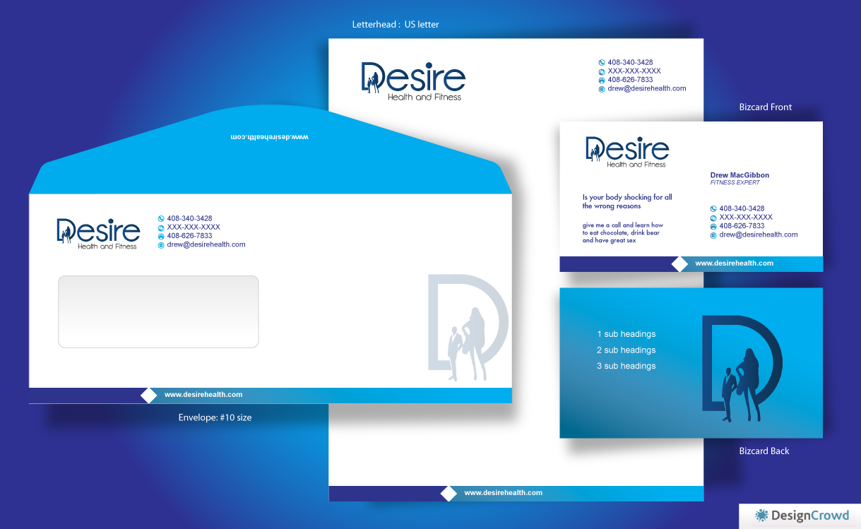 Business Card Design by designgreen for Desire Health And Fitness | Design #1721967