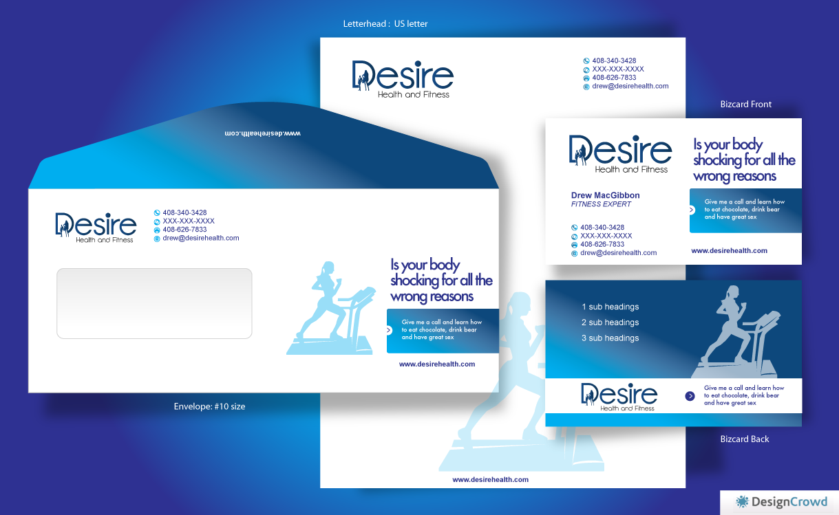 Business Card Design by designgreen for Desire Health And Fitness | Design #1721970