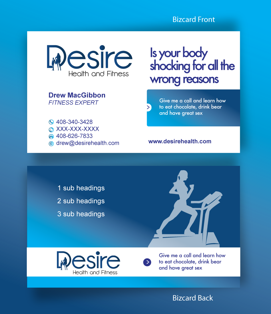 Business Card Design by designgreen for Desire Health And Fitness | Design #1721977