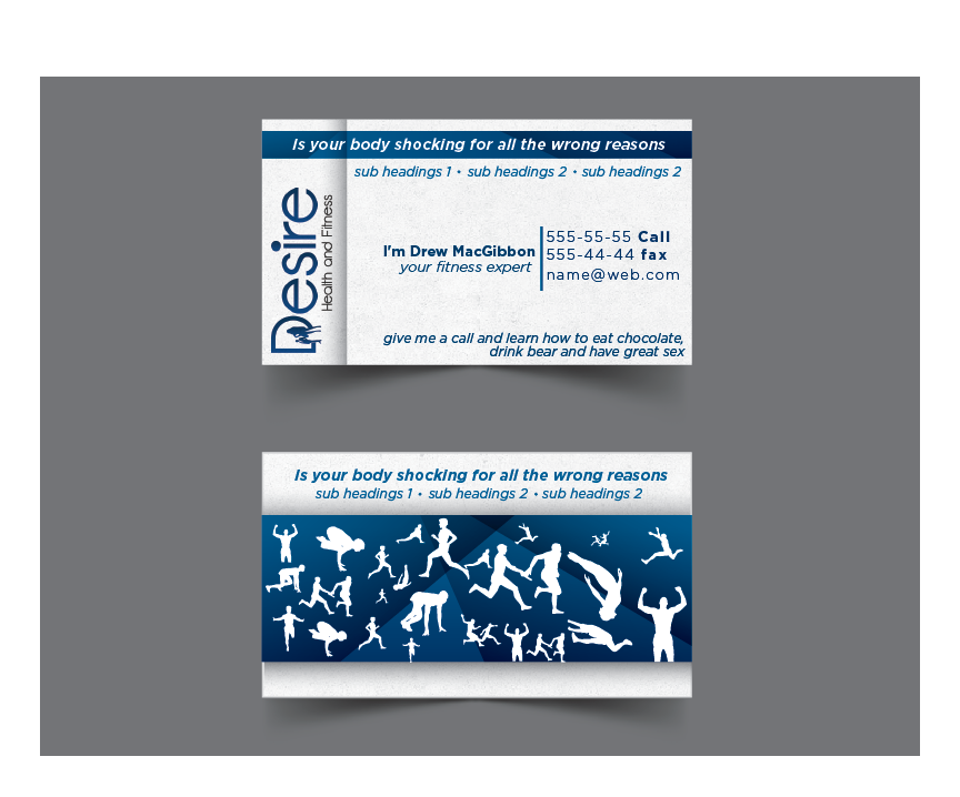 Diseño de Tarjeta de Presentación por jaime.sp para Desire Health And Fitness | Diseño #1741053