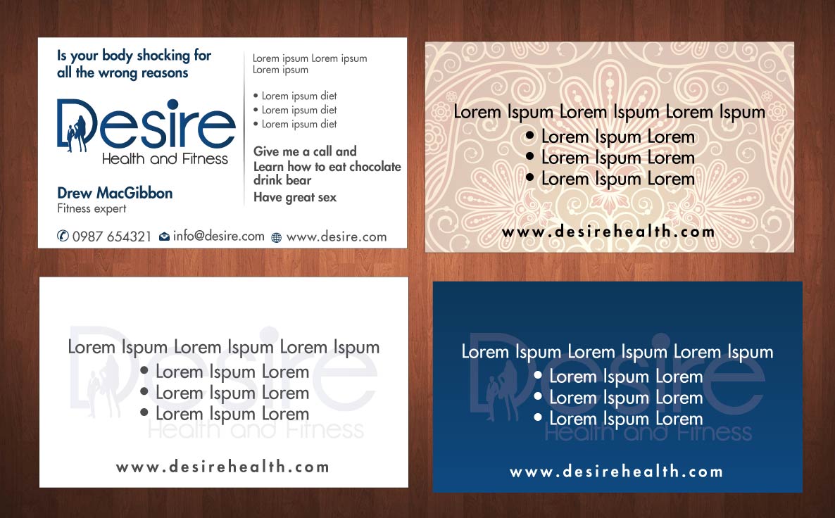 Business Card Design by Sbss for Desire Health And Fitness | Design #1719432