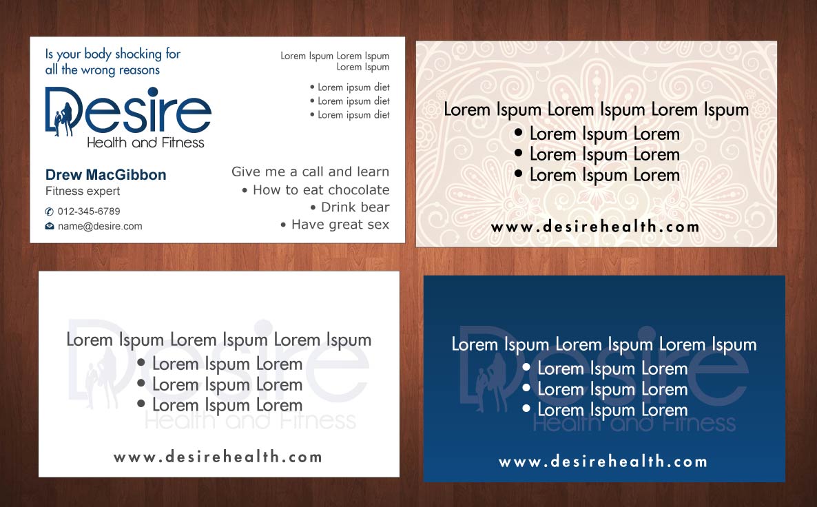 Business Card Design by Sbss for Desire Health And Fitness | Design #1719440