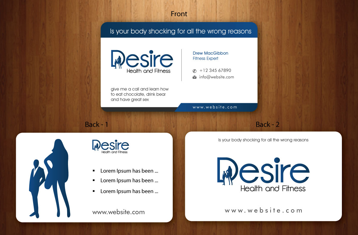 Visitenkarten-Design von Sbss für Desire Health And Fitness | Design #1722652