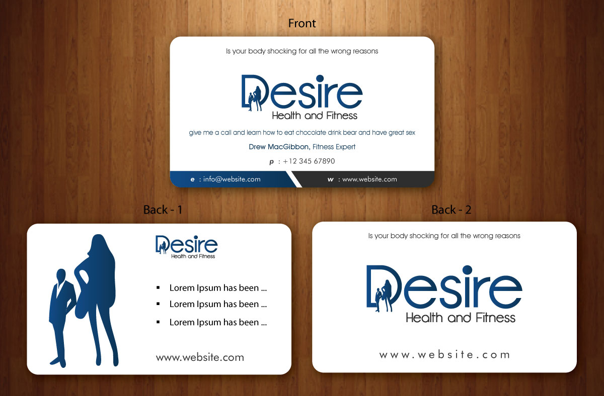 Visitenkarten-Design von Sbss für Desire Health And Fitness | Design #1722677