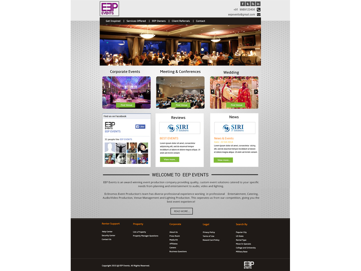 Web Design par kranthi.siriit pour EEP Events LLC | Design #5781576
