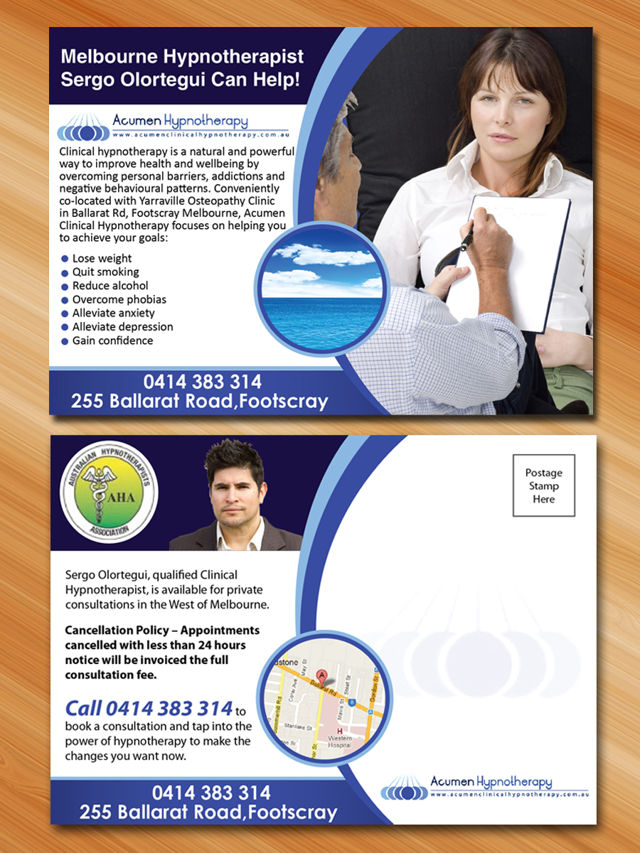 Karten-Design von Sarmishtha Chattopadhyay_loginchange für Acumen Clinical Hypnotherapy | Design #1583533