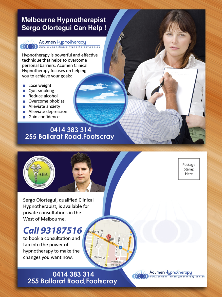 Karten-Design von Sarmishtha Chattopadhyay_loginchange für Acumen Clinical Hypnotherapy | Design #1587663
