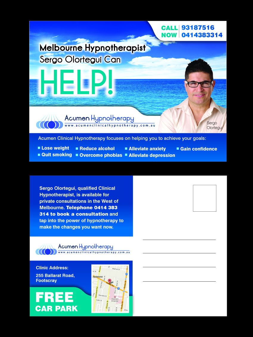 Diseño de Tarjeta por rkailas para Acumen Clinical Hypnotherapy | Diseño #1614144