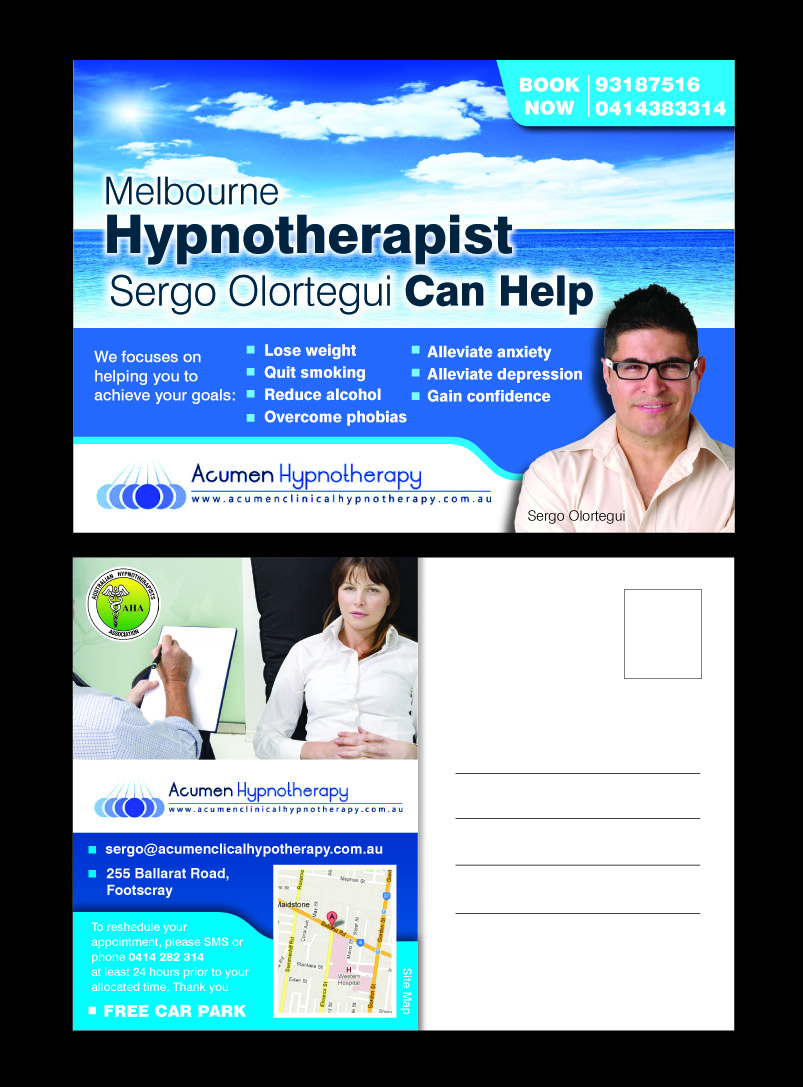 Design de Carte par rkailas pour Acumen Clinical Hypnotherapy | Design #1617818