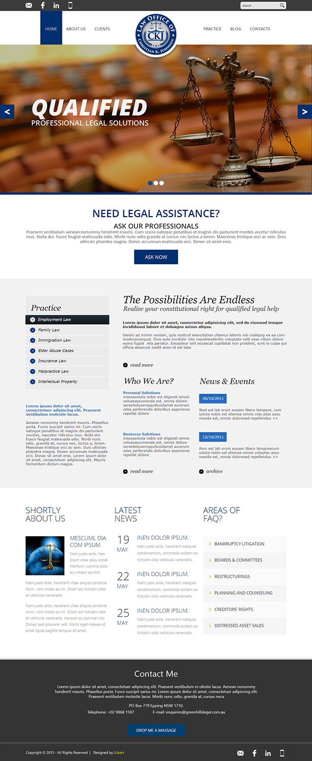Web Design par iLibart pour Law Office of Christian K. Johnson  | Design #5791749
