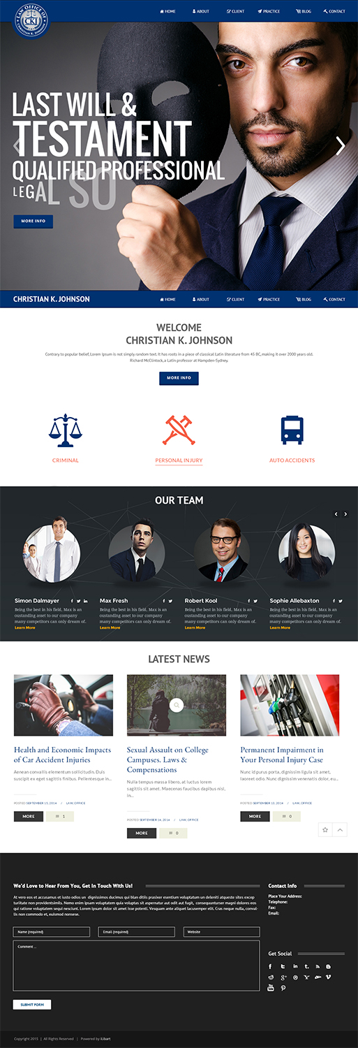 Web Design by iLibart for Law Office of Christian K. Johnson  | Design #5792437