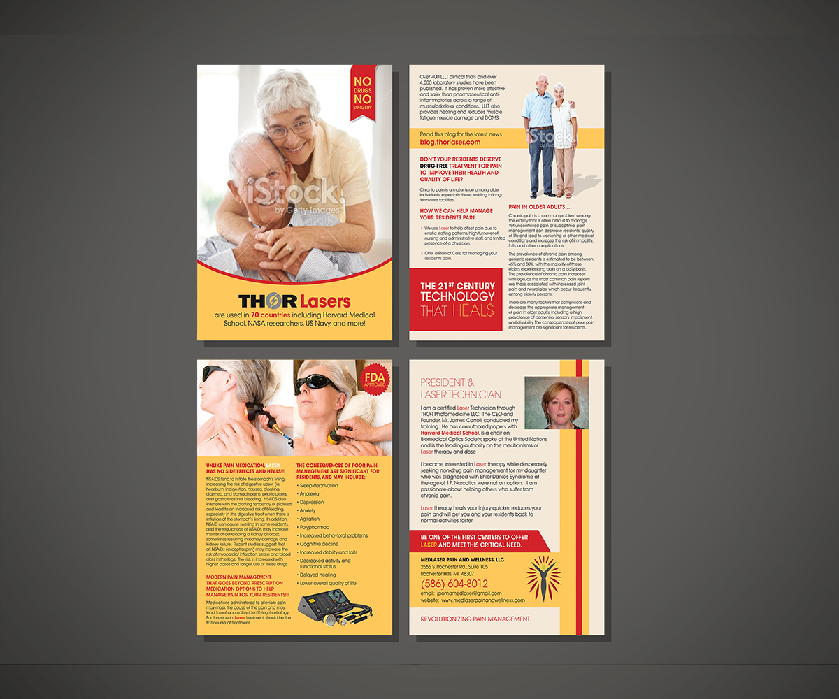 Diseño de Flyer por KreativeDesk para MedLaser Pain and Wellness, LLC | Diseño #5882376
