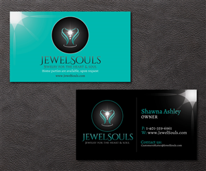 JewelSouls (Jewelry for the heart & soul) try it with or without tag line and try tag line in italics.                                               | Logo and Business Card Design by M.Pirs