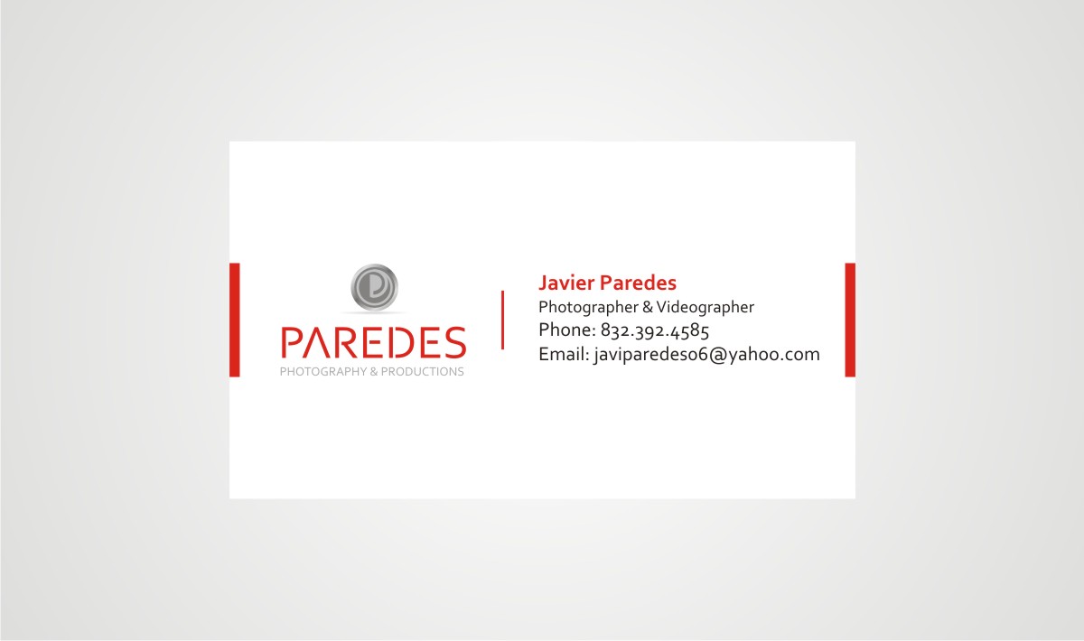 Logo and Business Card Design by Sudhir Jhanjhot for Paredes Photography & Productions | Design #5877152