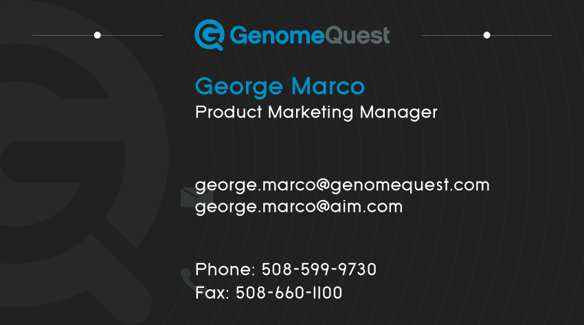 Business Card Design by LEE MING YAO for GenomeQuest, Inc. | Design #1585266