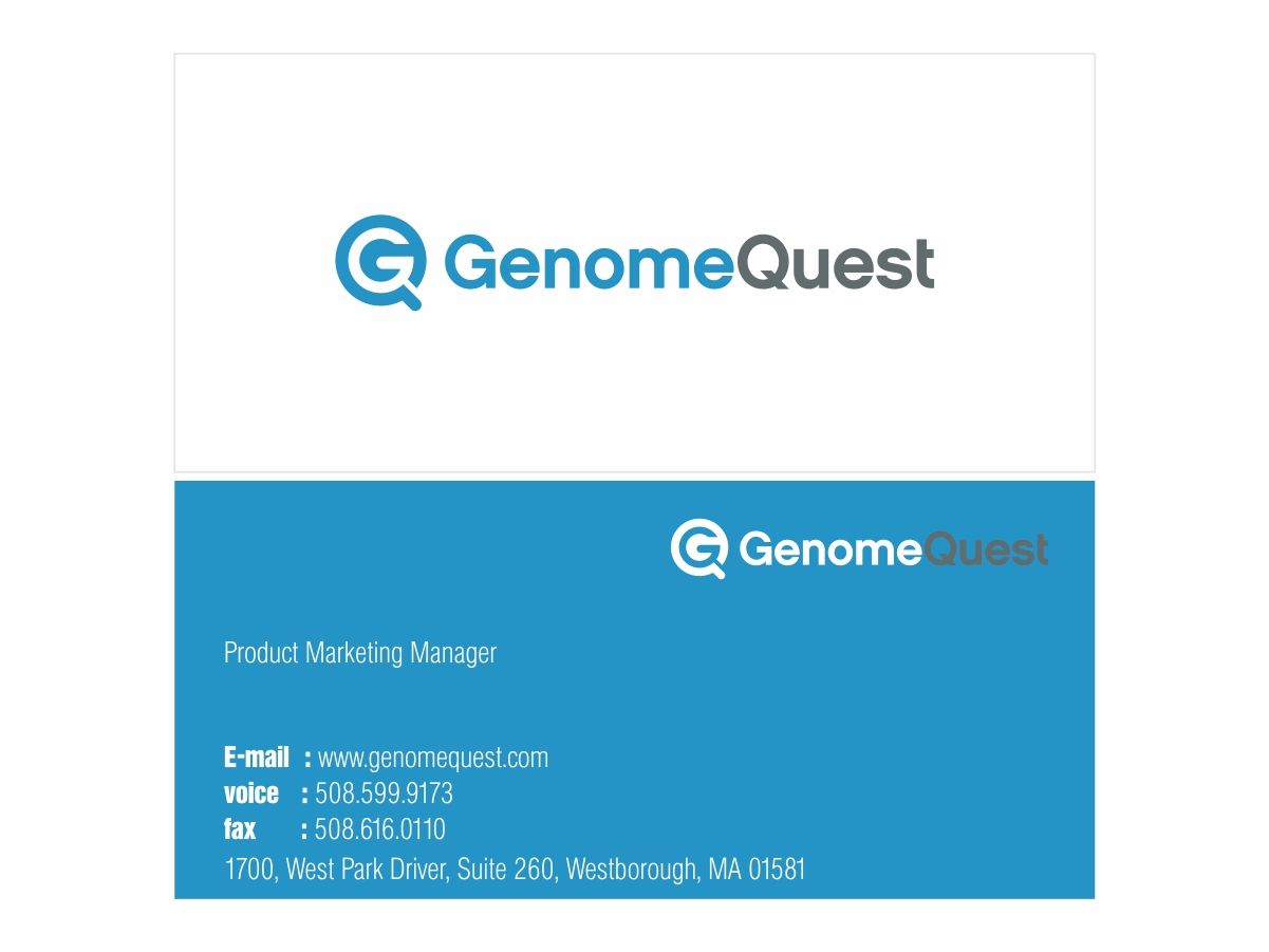Visitenkarten-Design von Kamal für GenomeQuest, Inc. | Design #1584694