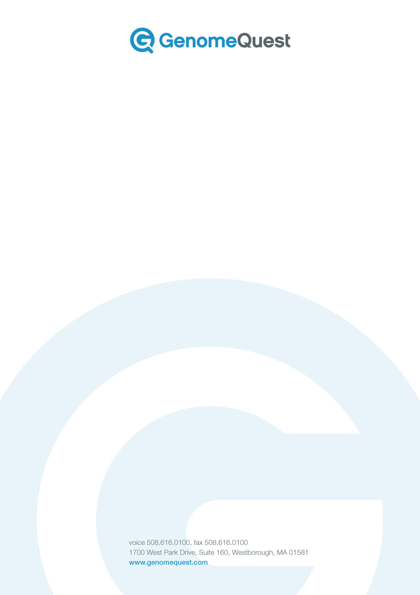 Letterhead Design by Comunicamente Lab for GenomeQuest, Inc. | Design #1599445