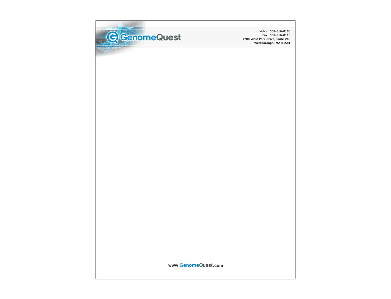 Letterhead Design by Always Real Design for GenomeQuest, Inc. | Design #1583838