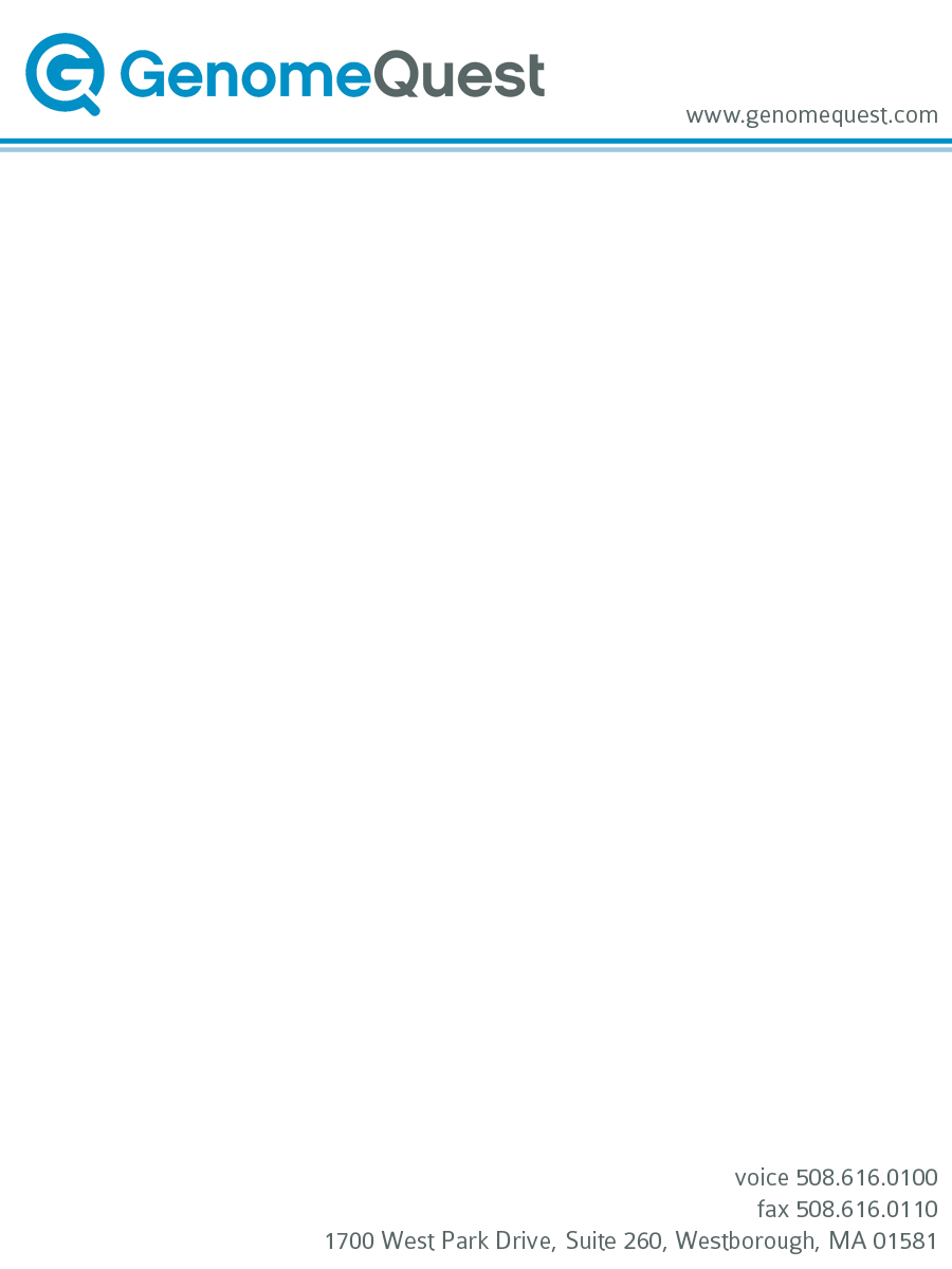 Letterhead Design by elizaspratt for GenomeQuest, Inc. | Design #1588647