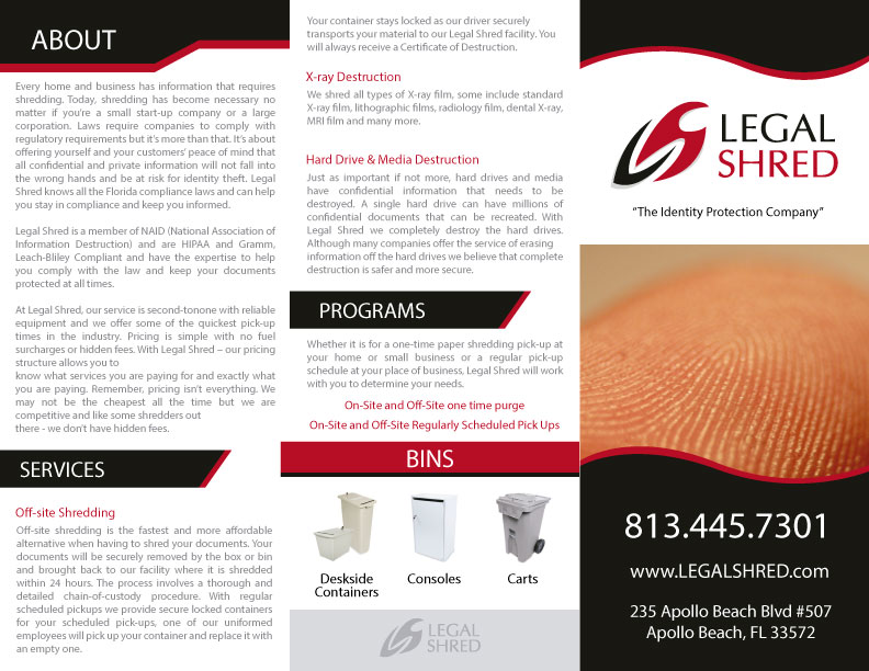 Diseño de Brochure por Nightmist para Legal Shred | Diseño #5860408