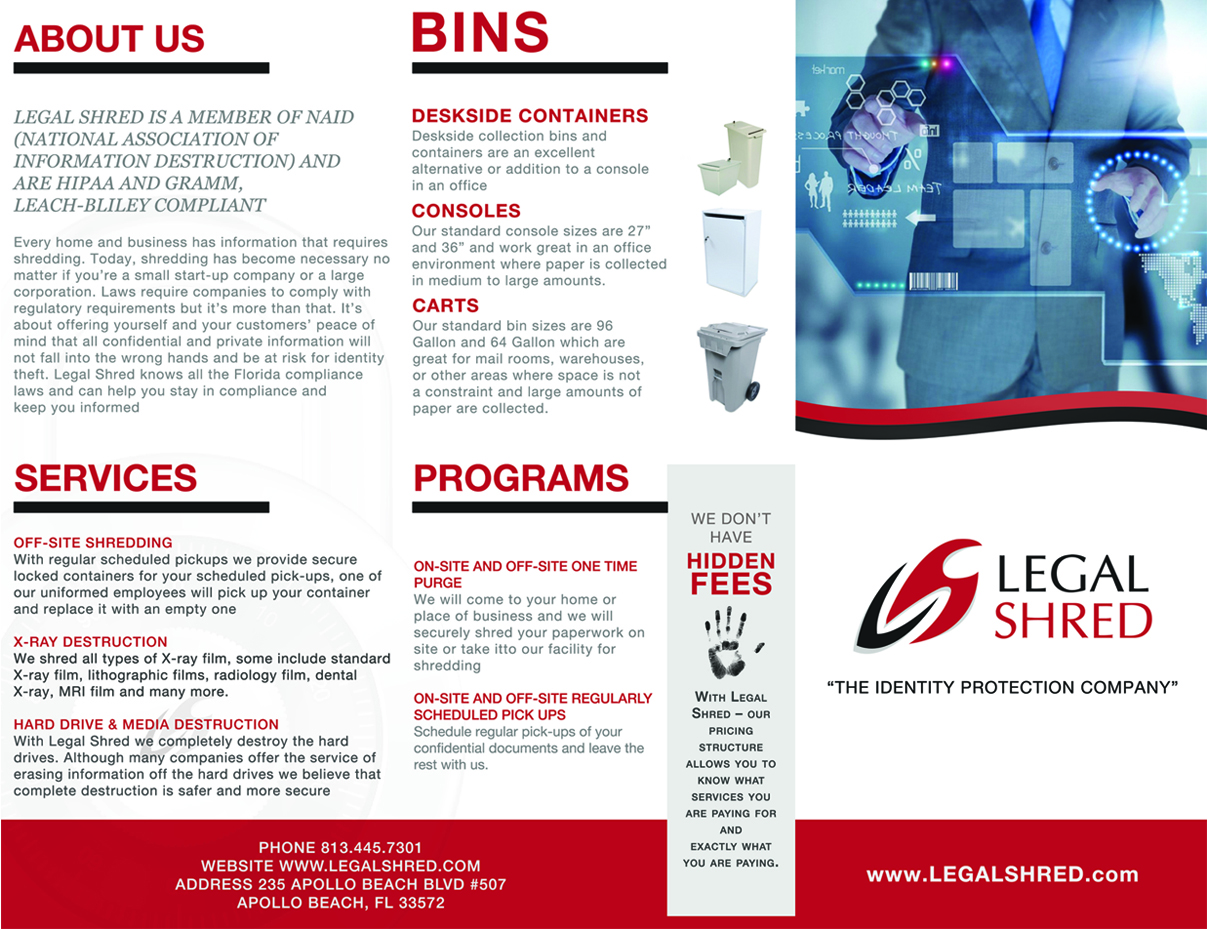serious professional legal brochure design for legal shred by