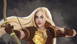 Archery Fantasy Art of Woman Archer | Diseño Con Ilustración por Abbin Joseph Thomas