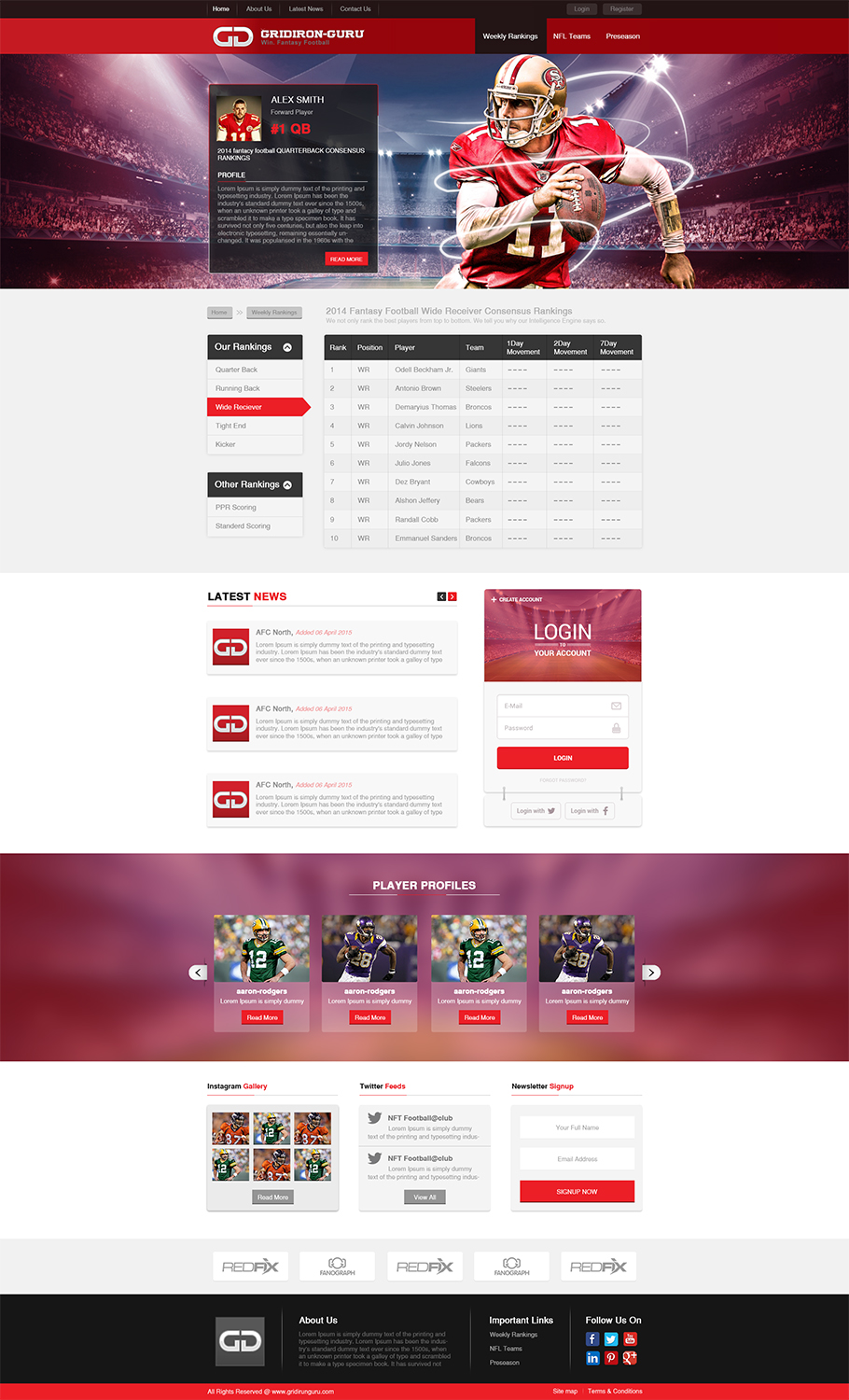 Web Design by Wings on web for Gridiron-Guru INC | Design #5875288