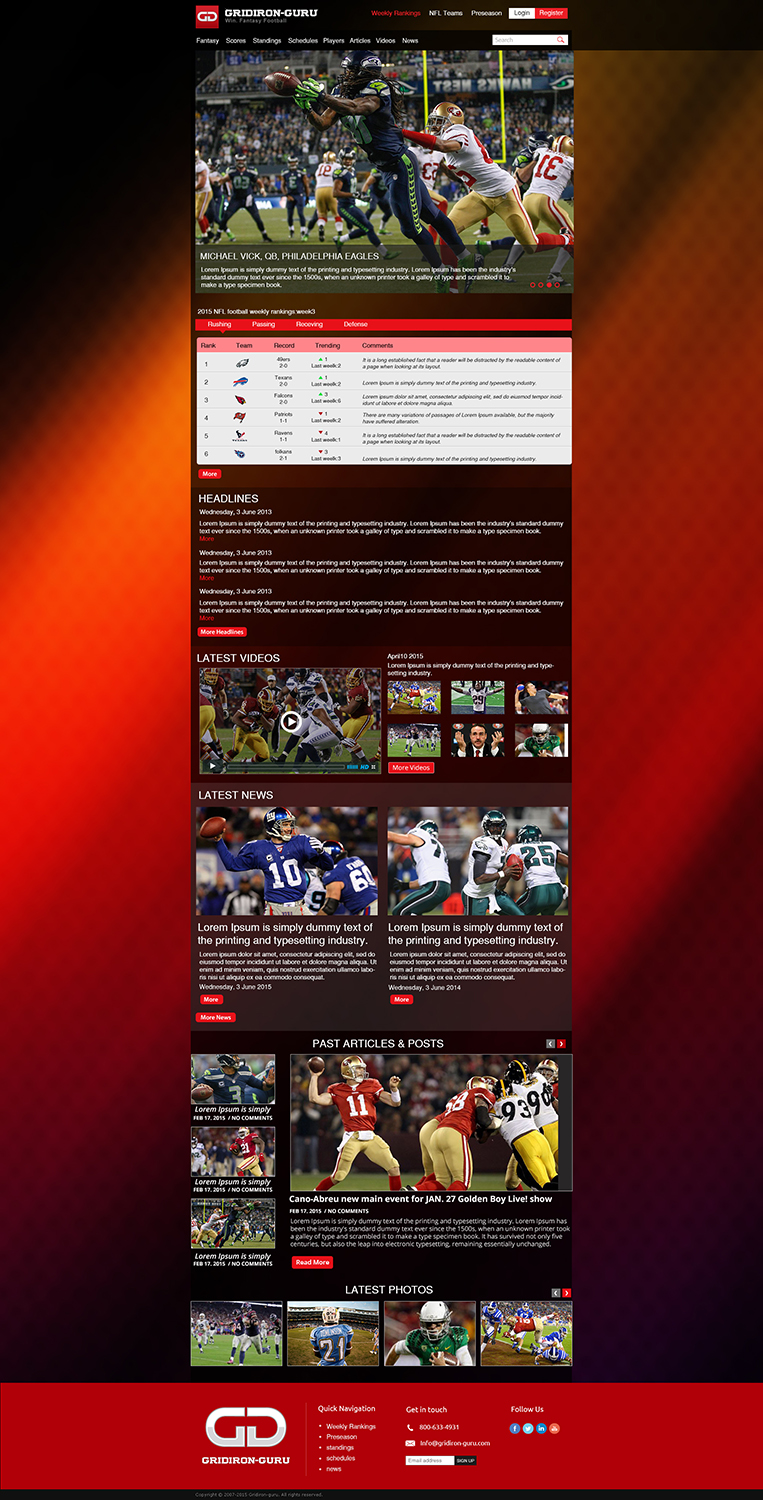 Web Design par Wings on web pour Gridiron-Guru INC | Design #5883730