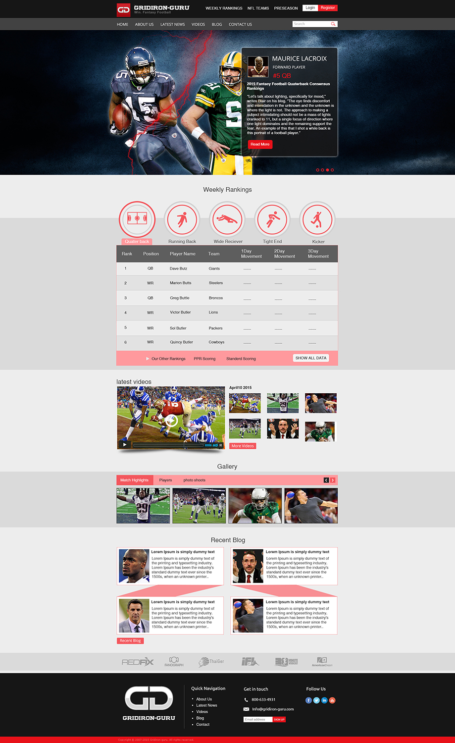 Web Design by Wings on web for Gridiron-Guru INC | Design #5901716