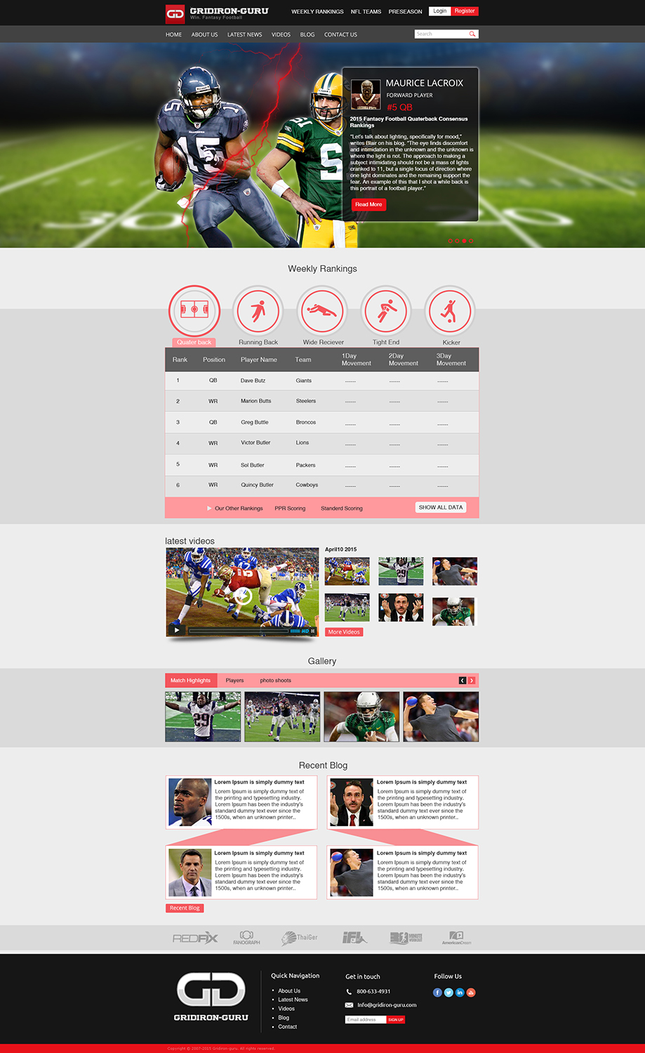 Web Design by Wings on web for Gridiron-Guru INC | Design #5901718