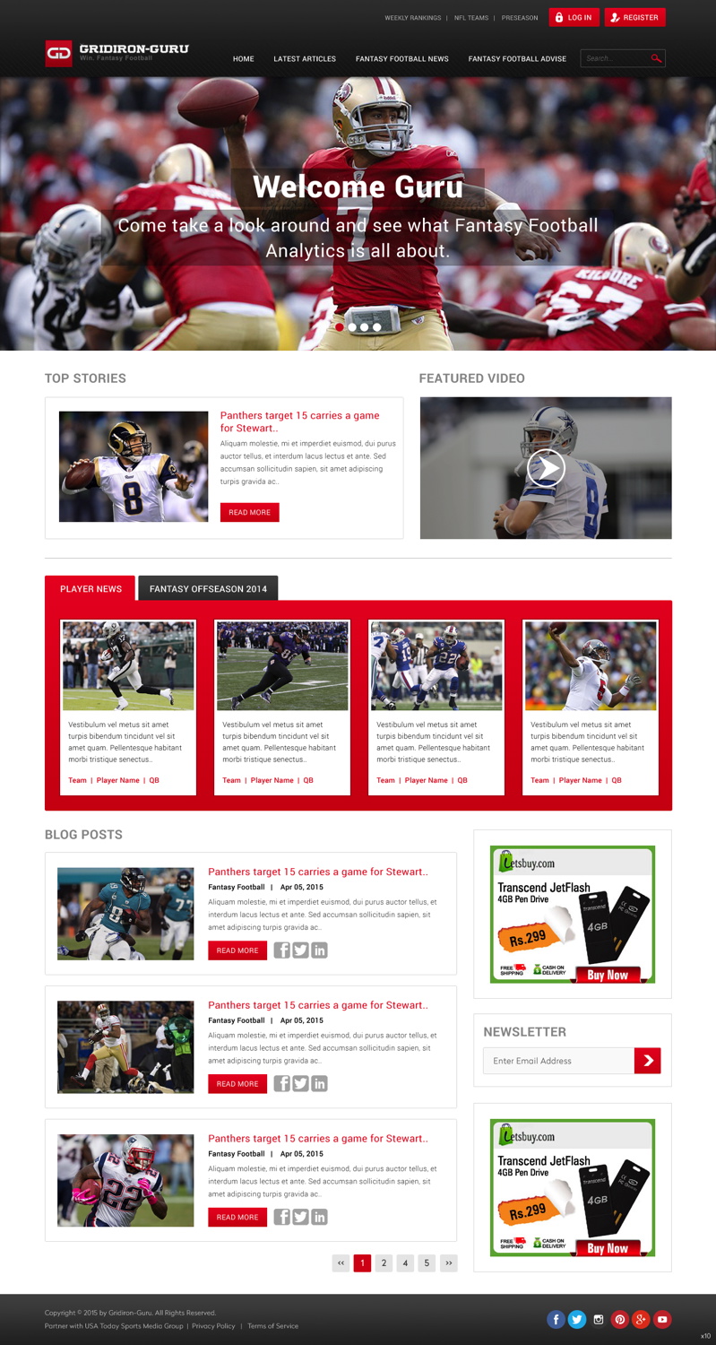 Web Design by pb for Gridiron-Guru INC | Design #5887604