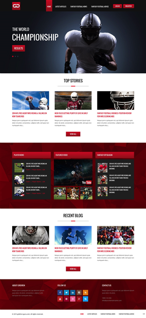 Web Design par pb pour Gridiron-Guru INC | Design : #5887610