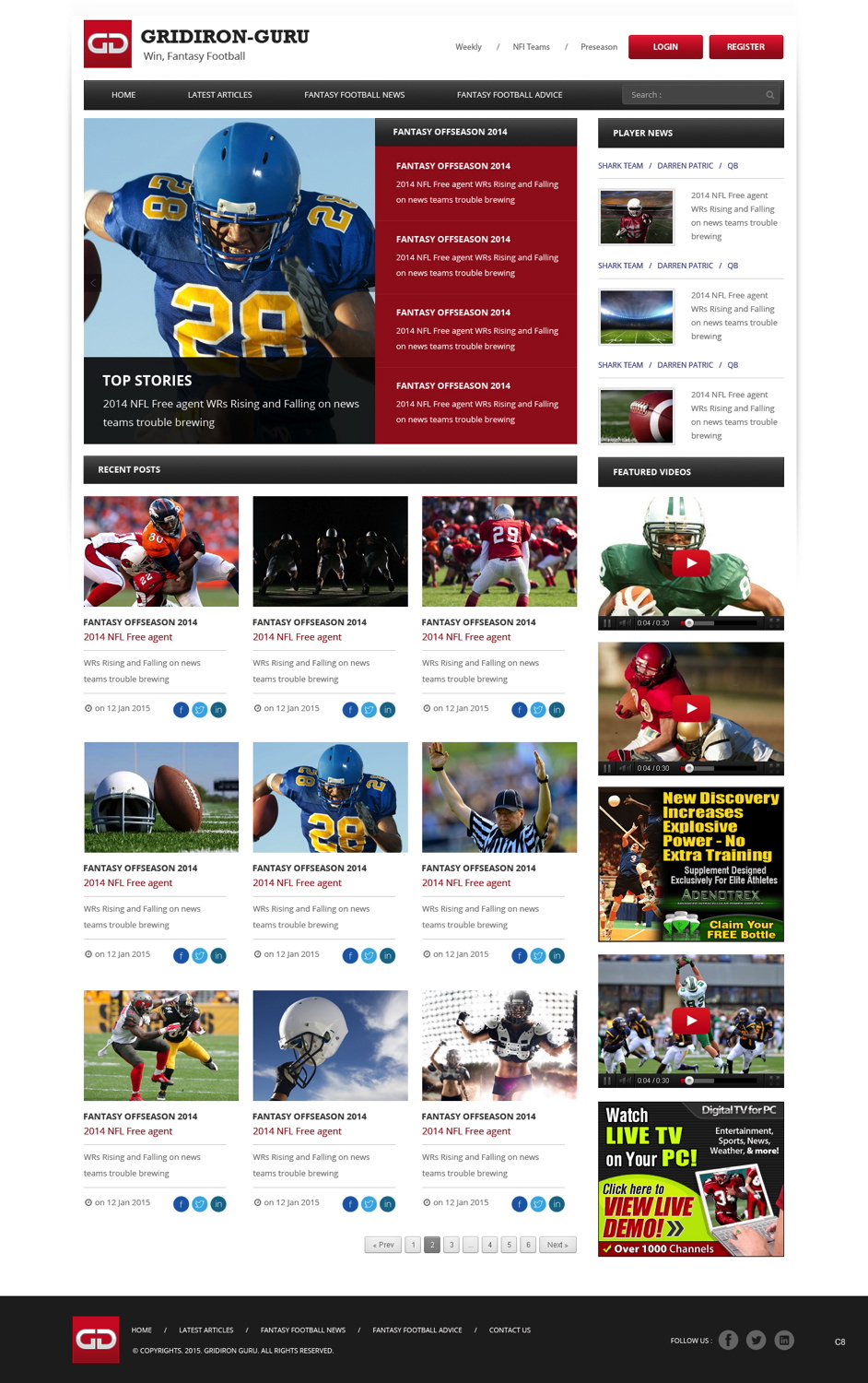 Web Design by pb for Gridiron-Guru INC | Design #5887611