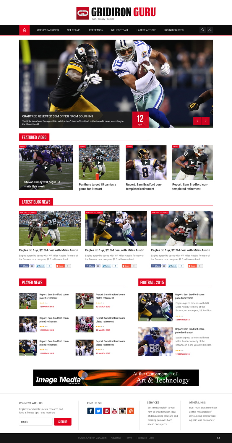 Web Design by pb for Gridiron-Guru INC | Design #5887621