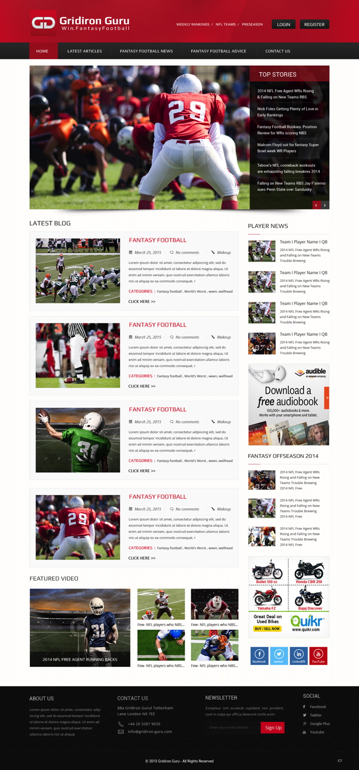 Web Design by pb for Gridiron-Guru INC | Design #5887623
