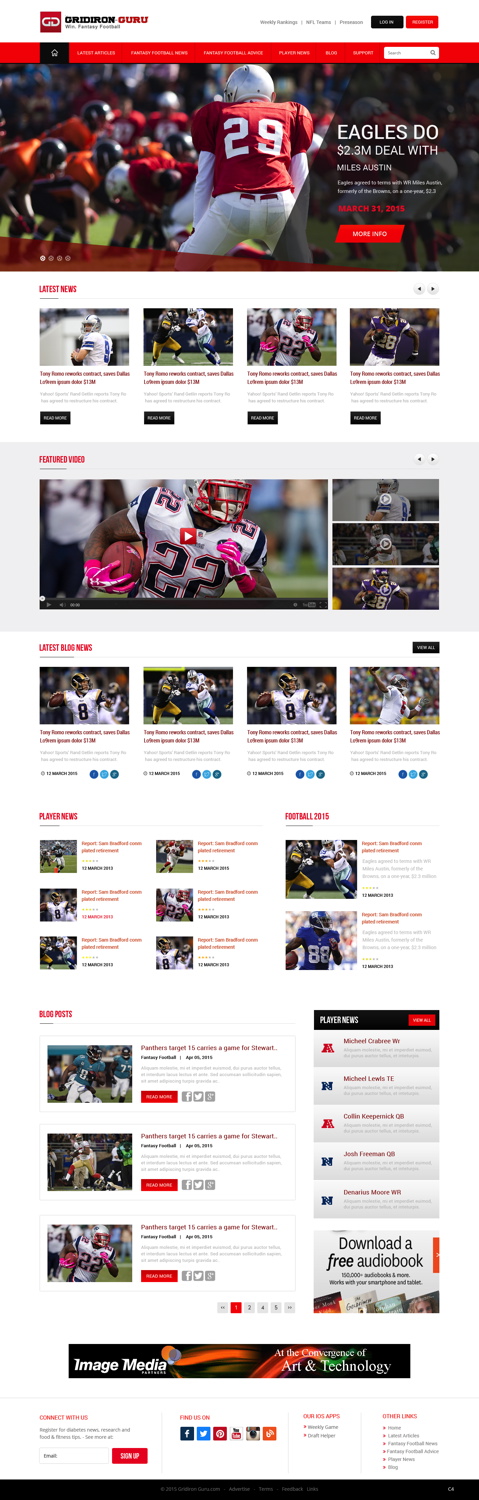 Web Design par pb pour Gridiron-Guru INC | Design : #5944979