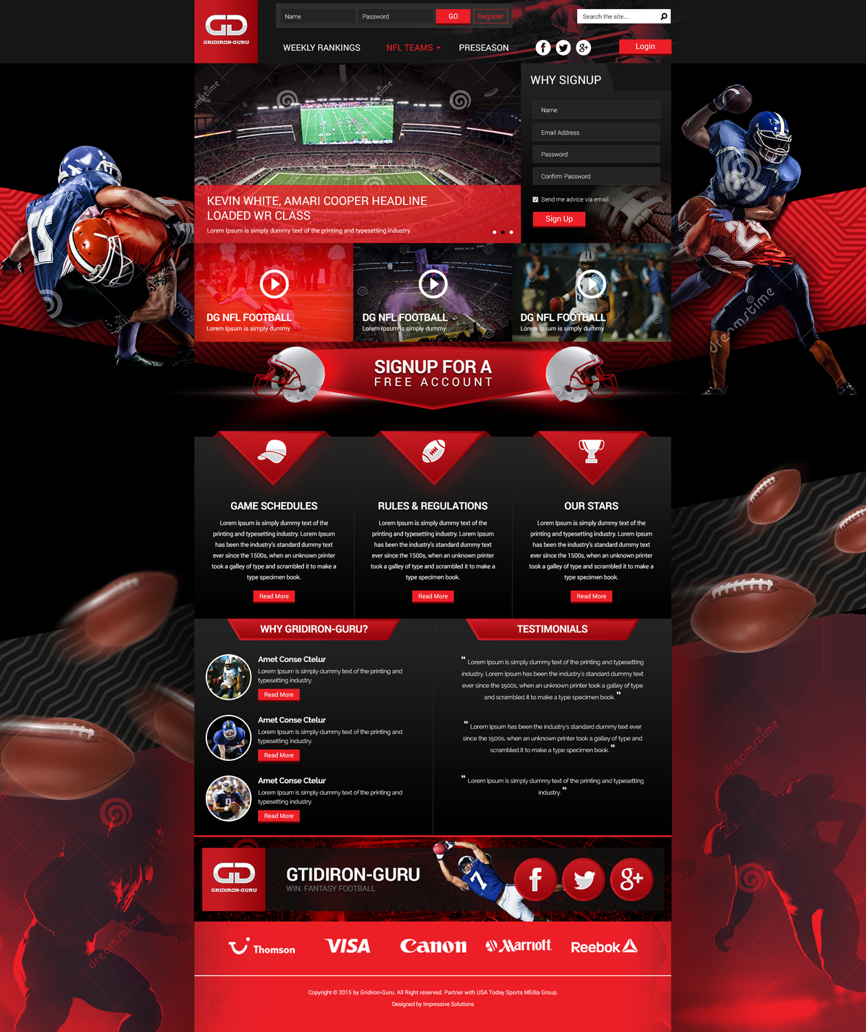 Diseño Web por Impressive Sol para Gridiron-Guru INC | Diseño #5872675