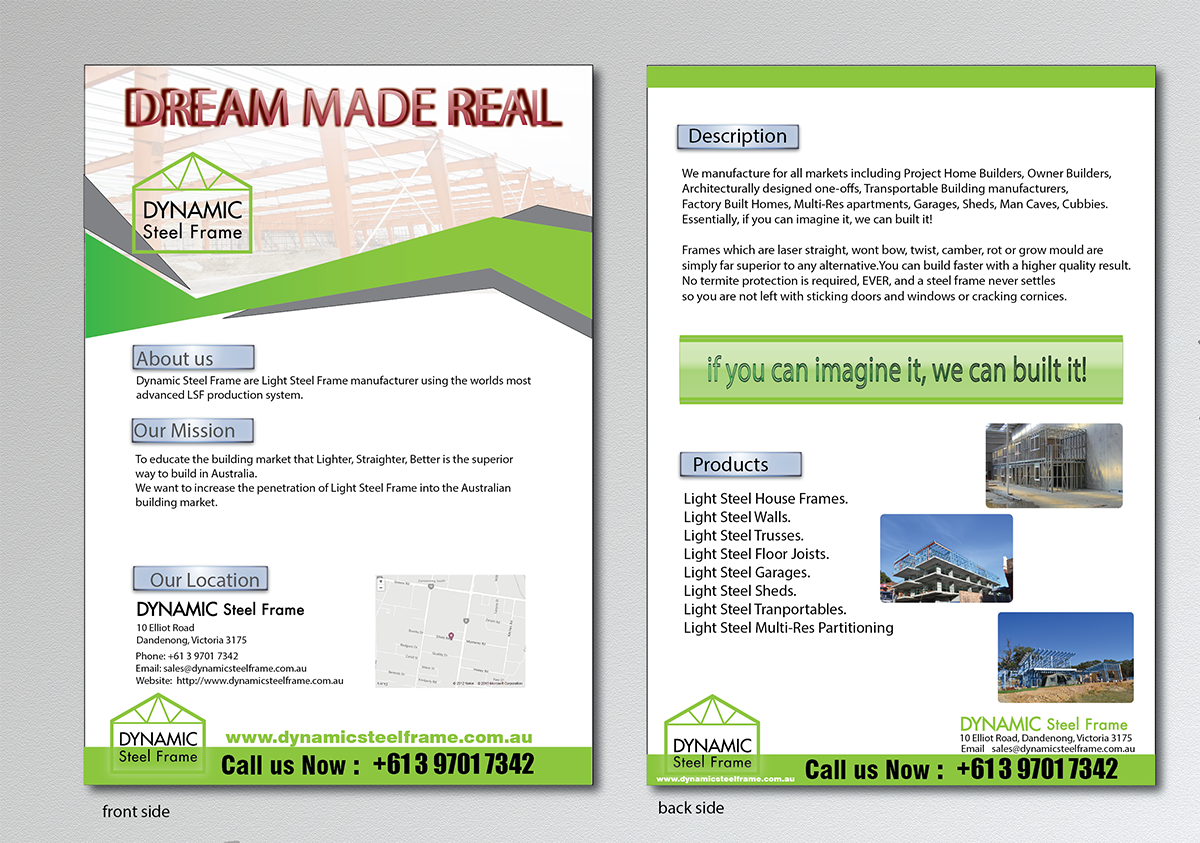 Flyer Design by arch_mahfuz for Dynamic Steel Frame | Design #1600236