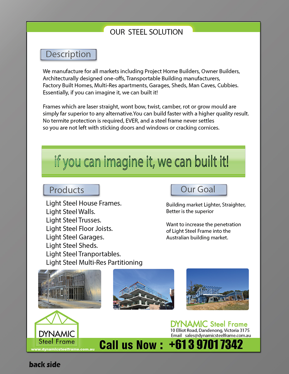 Diseño de Flyer por arch_mahfuz para Dynamic Steel Frame | Diseño #1600466