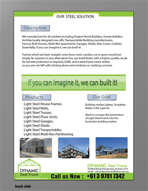 Flyer Design by arch_mahfuz for Dynamic Steel Frame | Design #1600466
